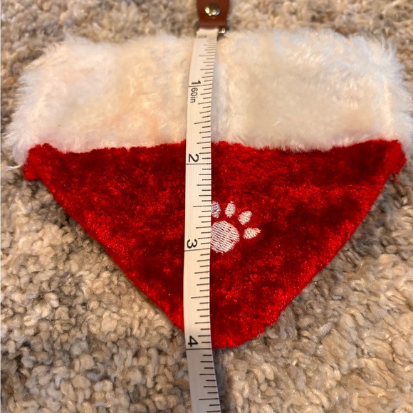 Small Pet Christmas collar scarf Red and White w/matching ankle rings with bells - Picture 7 of 10